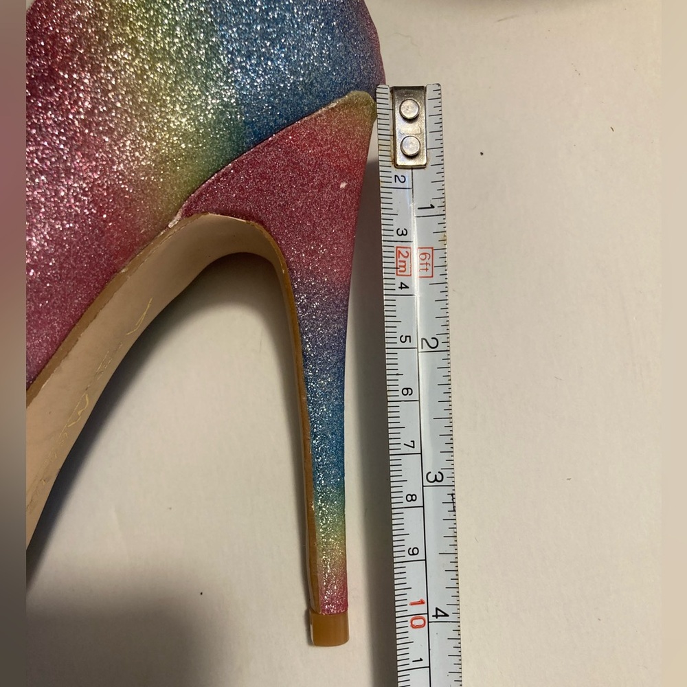 Anne Michelle Glitter Pumps Rainbow Heels Pointed Toe HIBISCUS Stilletos sz 7 - Picture 2 of 16